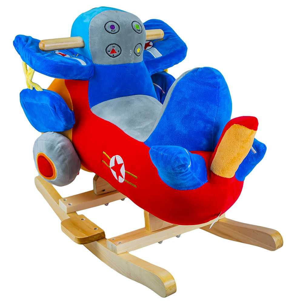 Balansoar pentru bebelusi, Avion, lemn + plus, 60x34x45 cm - imagine 3