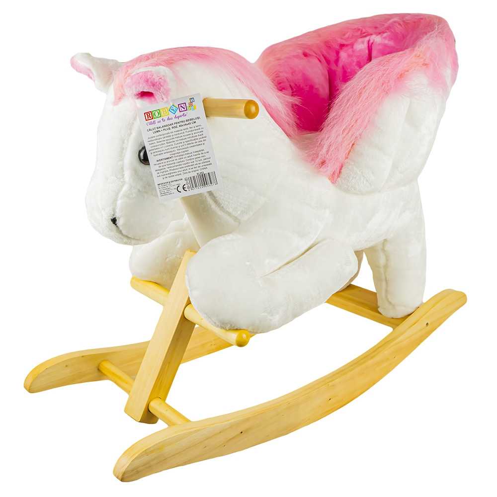 Balansoar pentru bebelusi, Calut, lemn + plus, roz, 60x34x45 cm - imagine 3