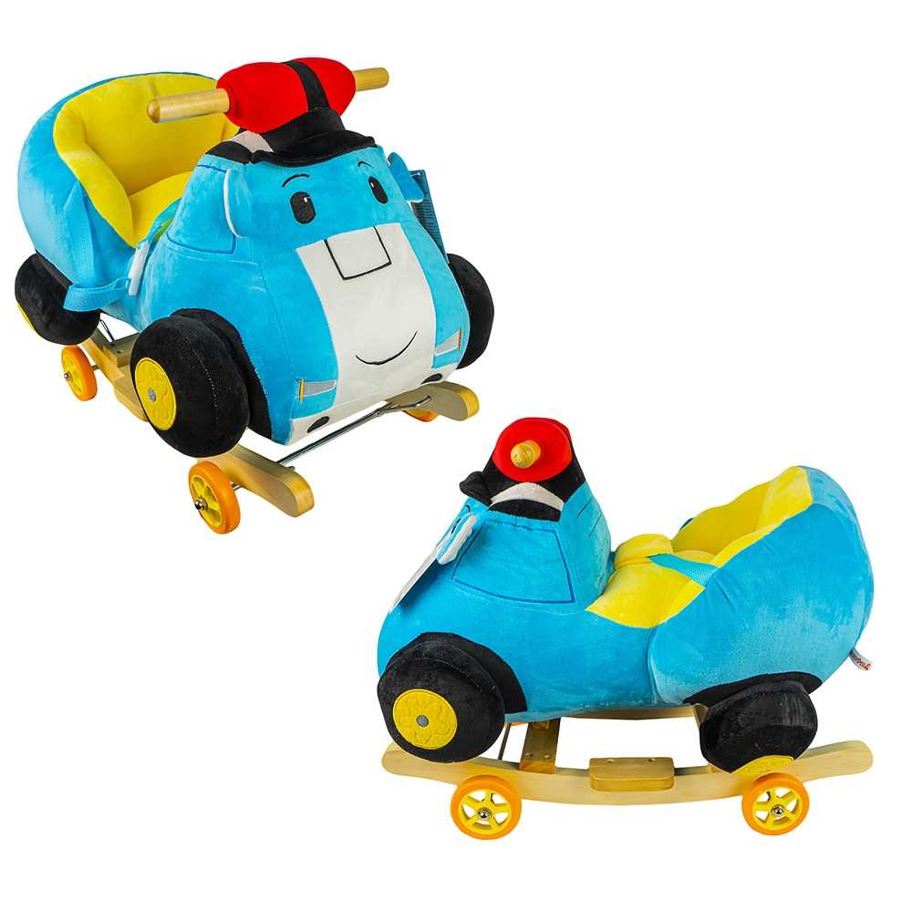 Balansoar pentru bebelusi, Masina politie, lemn + plus, cu rotile, 60x34x46 cm - imagine 4