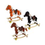 Calut balansoar, lemn + plus, cu rotile, 74 cm