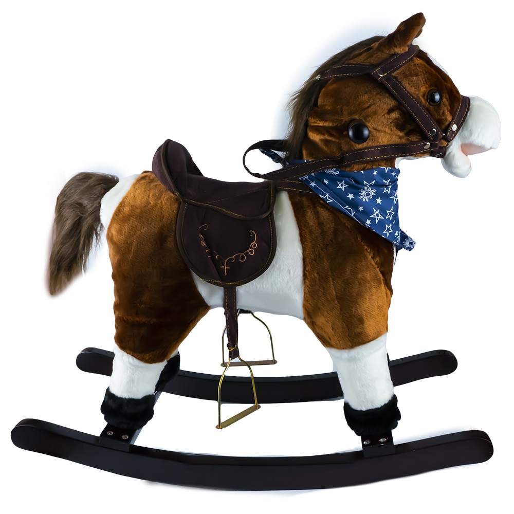 Calut balansoar, lemn + plus, maro + Alb, 65x26x62 cm - imagine 2