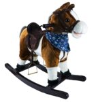 Calut balansoar, lemn + plus, maro + Alb, 65x26x62 cm