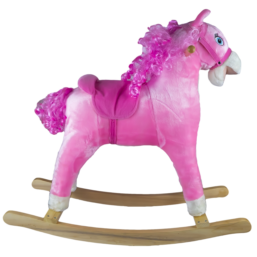 Calut balansoar, lemn + plus, roz, 78x28x68 cm - imagine 2