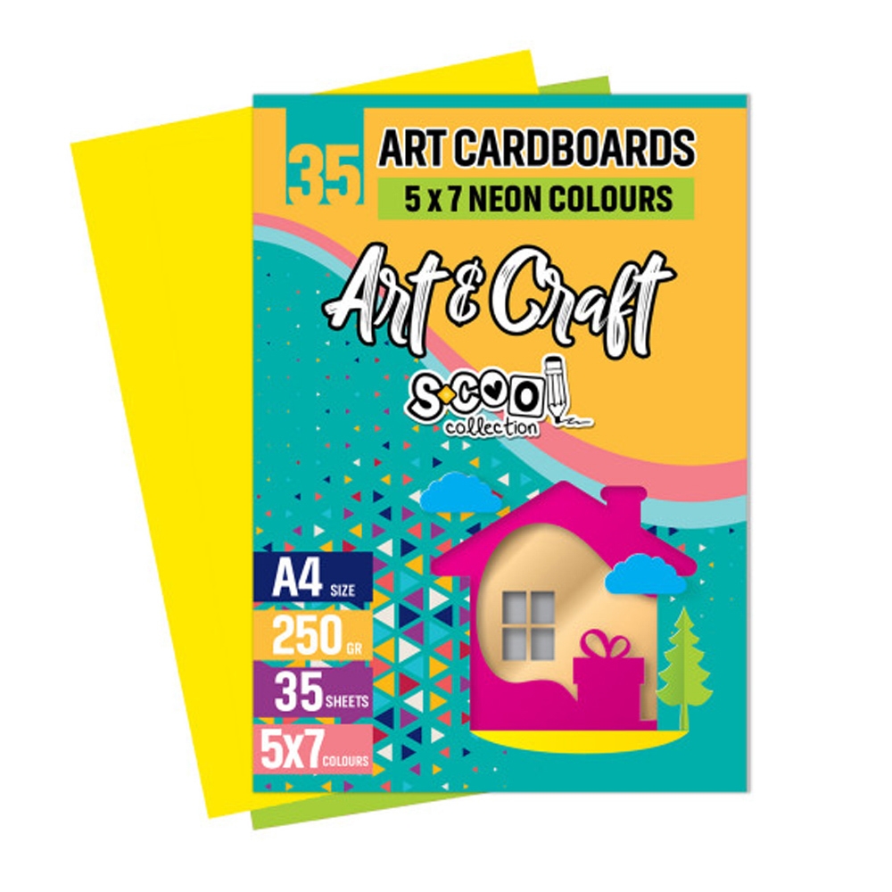 Carton color A4, 250g, 35 coli, 7 culori neon/set - S-COOL - imagine 2