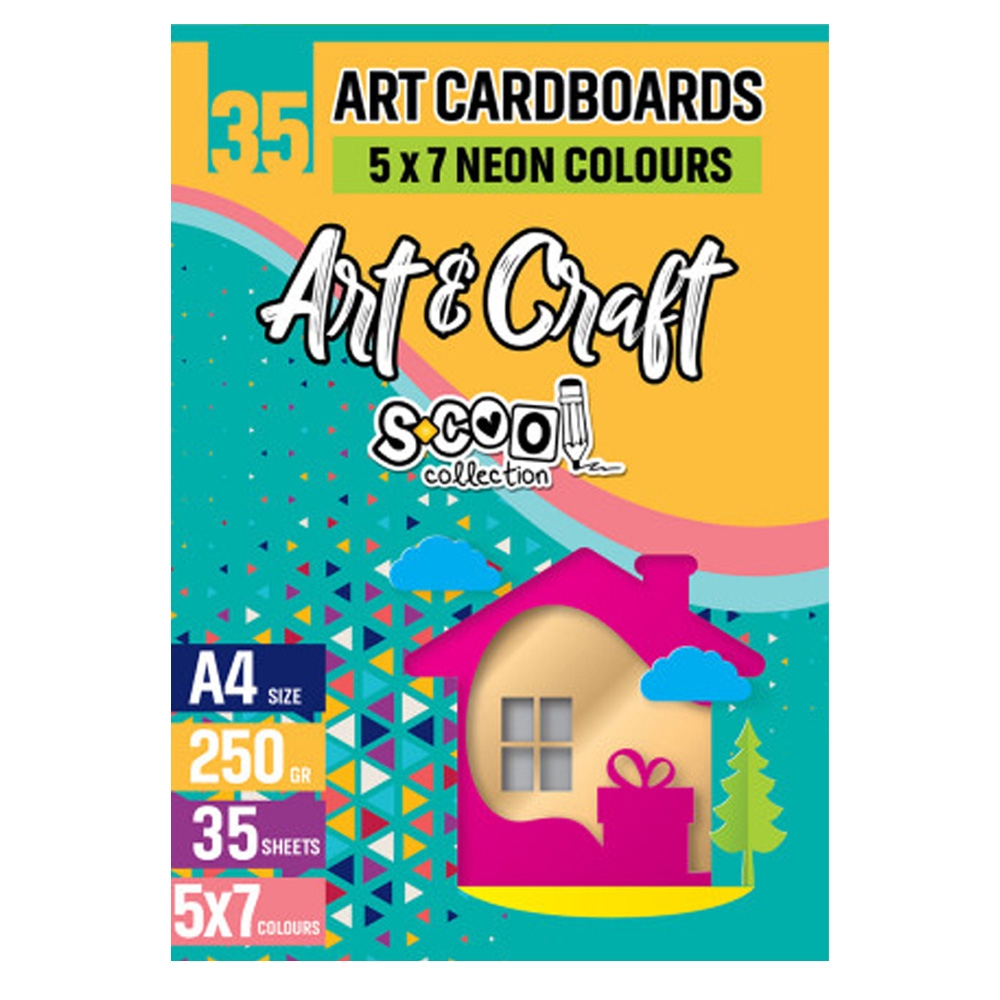 Carton color A4, 250g, 35 coli, 7 culori neon/set - S-COOL - imagine 3