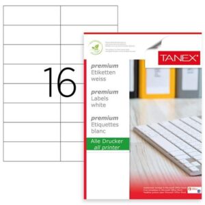 Etichete 105x37mm, 16/A4, 100/top, colturi rotunde - TANEX