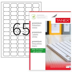 Etichete 38,1x21.2mm, 65/A4, 100/top, colturi rotunde - TANEX