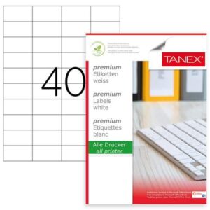 Etichete 52,5x29.7mm, 40/A4, 100/top, colturi rotunde - TANEX