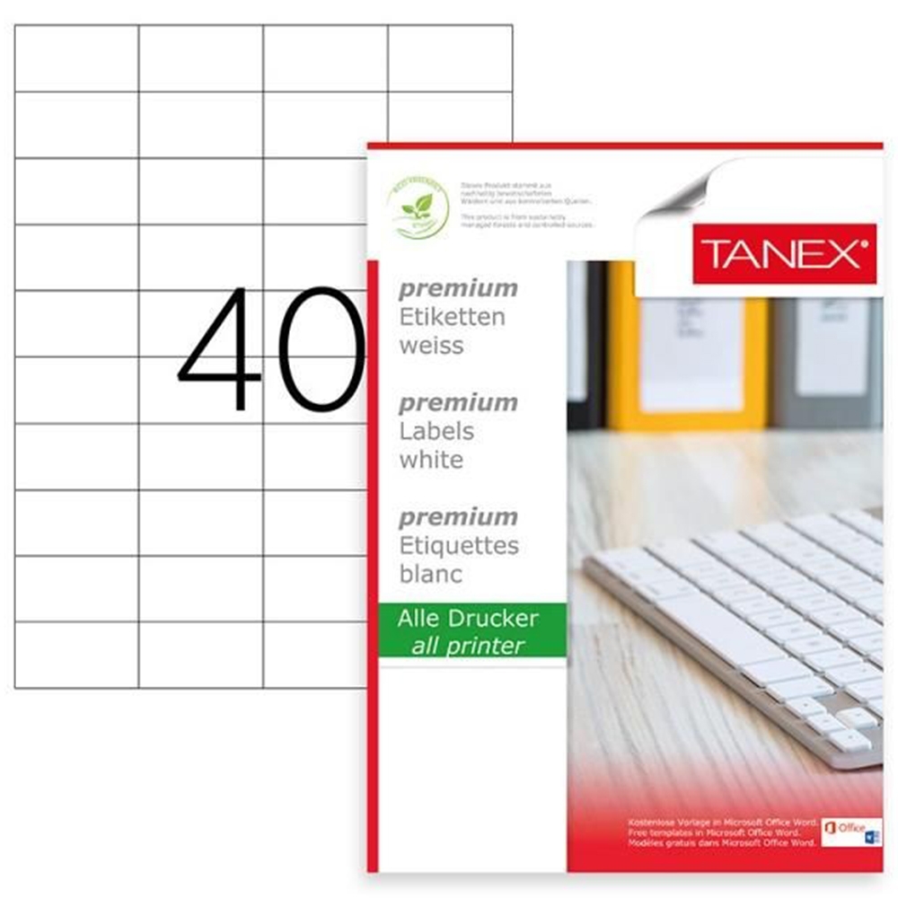 Etichete 52,5x29.7mm, 40/A4, 100/top, colturi rotunde - TANEX