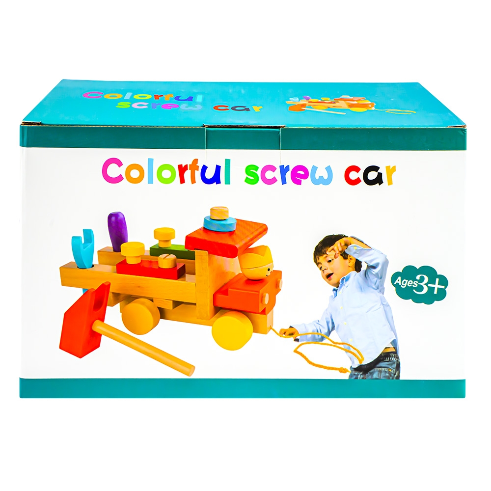 Locomotiva din lemn demontabila, Jucarie de tras - imagine 3