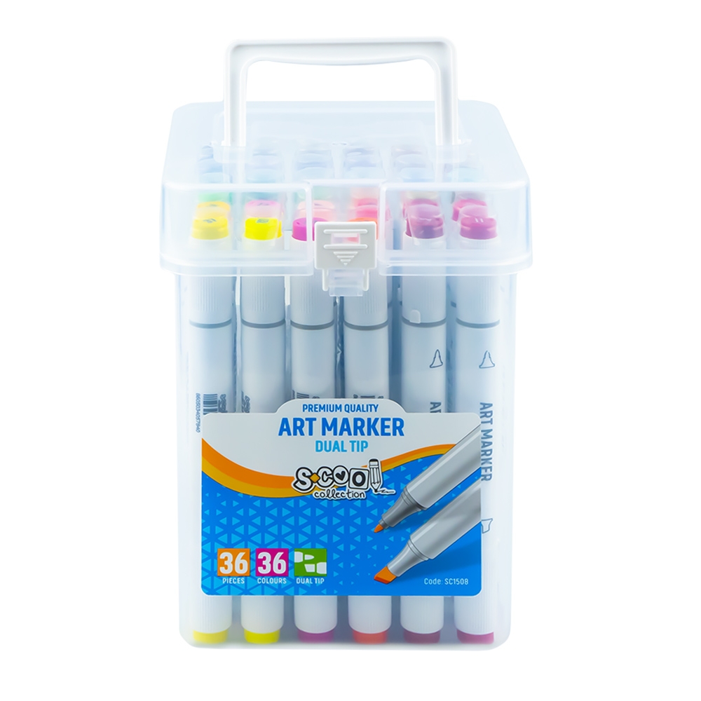 Markere cu 2 capete, 6mm-3mm, 36 cul/set - S-COOL - imagine 2