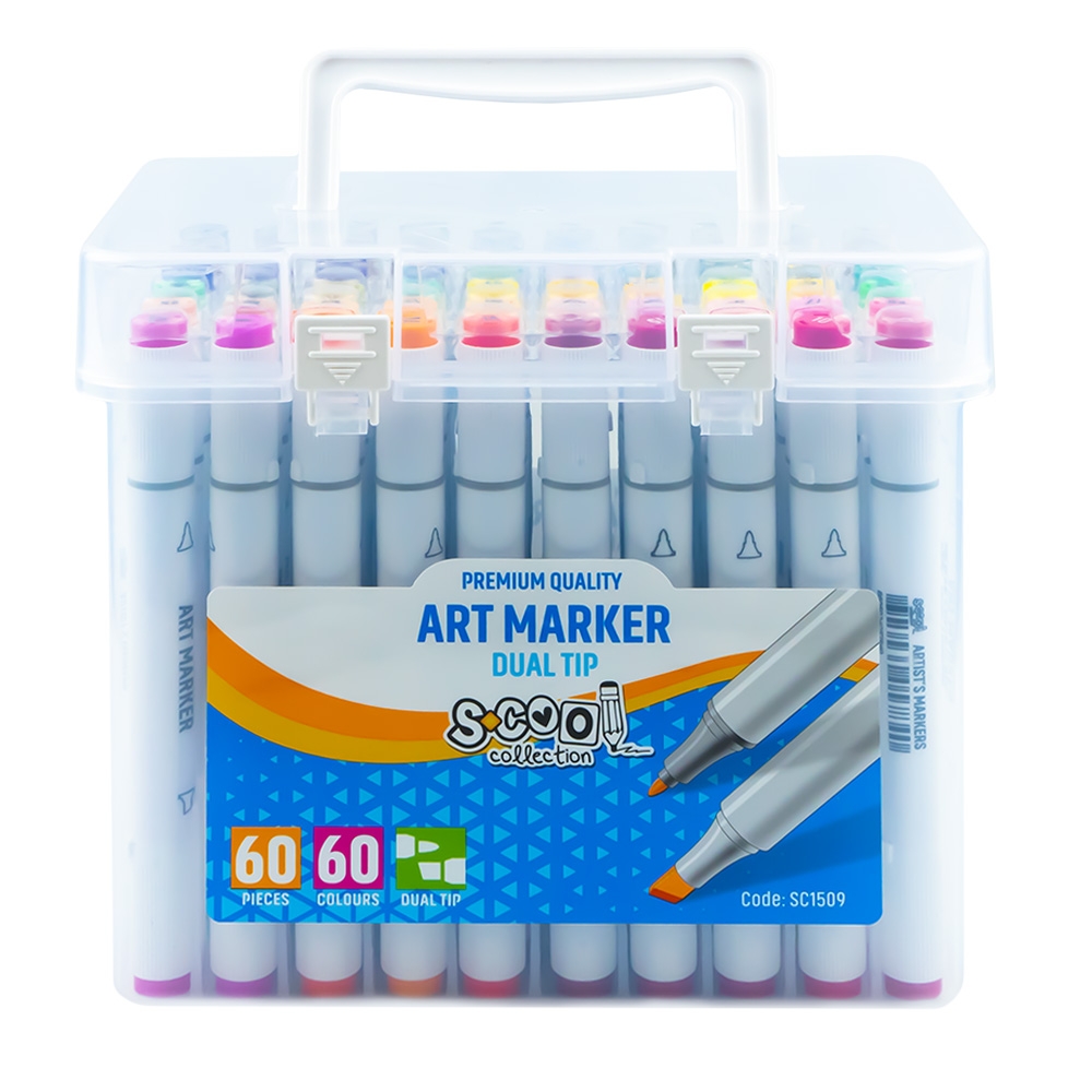 Markere cu 2 capete, 6mm-3mm, 60 cul/set - S-COOL - imagine 2