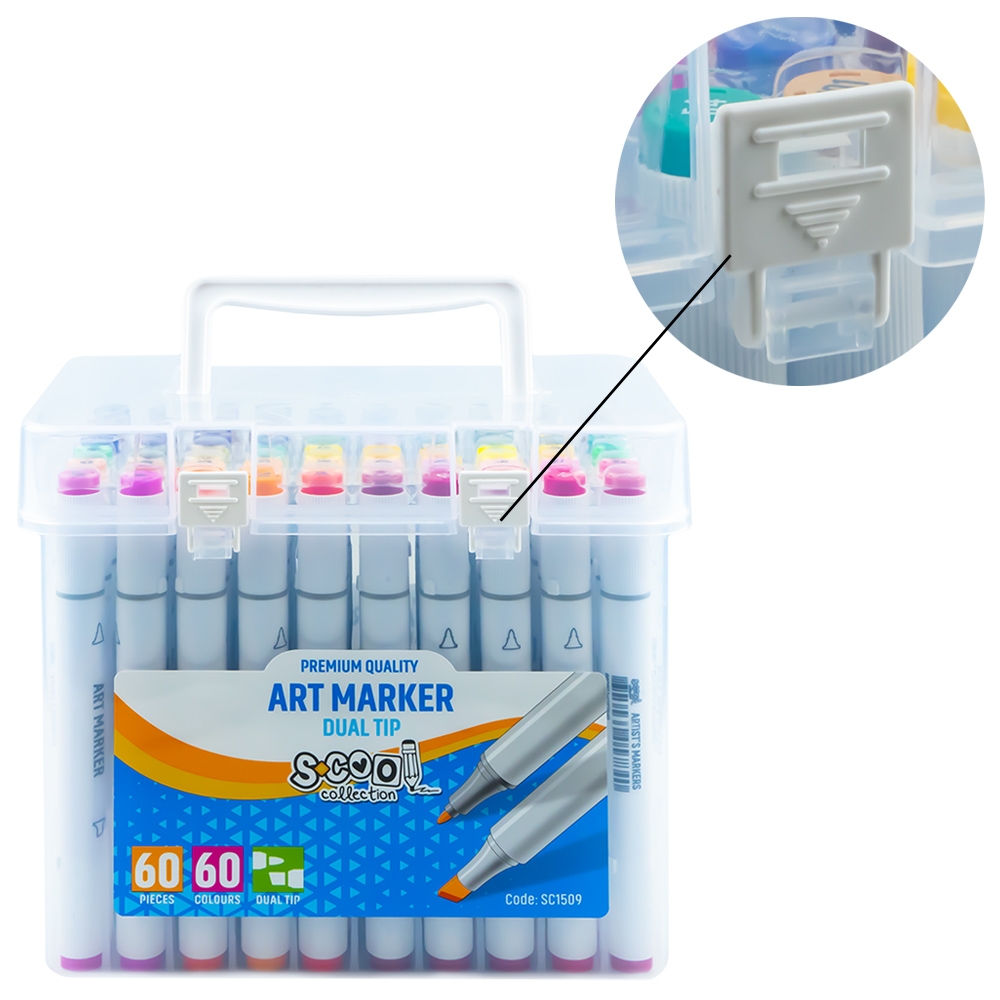 Markere cu 2 capete, 6mm-3mm, 60 cul/set - S-COOL - imagine 8