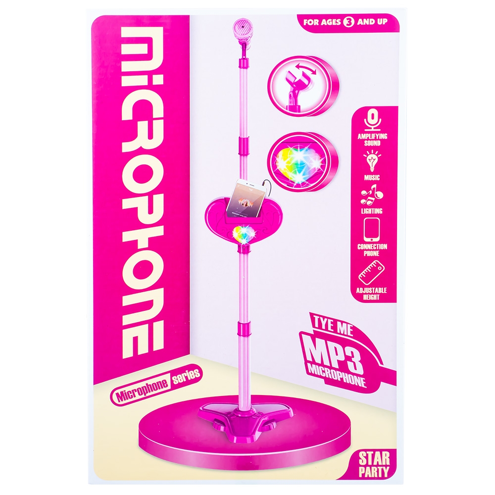 Microfon cu baterii si suport, pentru fete - imagine 2