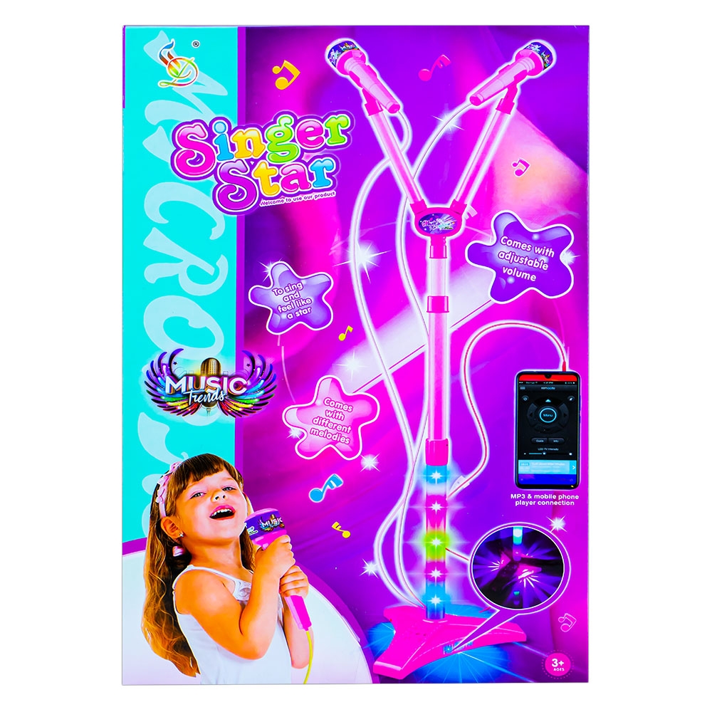 Microfon dublu cu baterii si suport - imagine 3