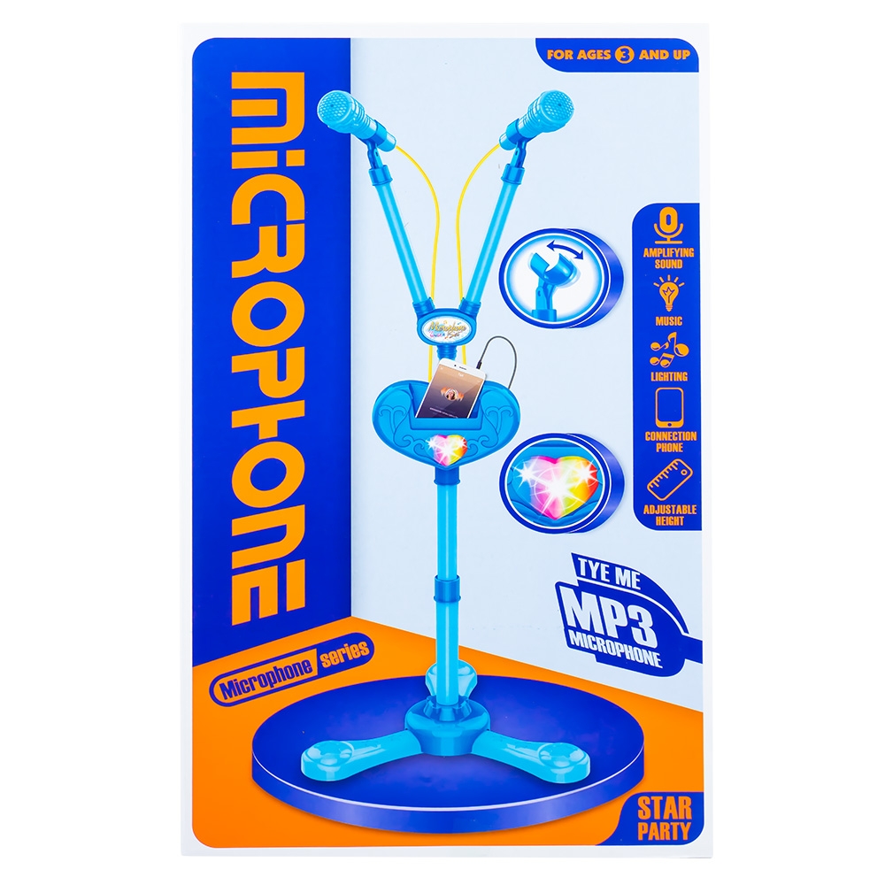Microfon dublu cu baterii si suport, pentru baieti - imagine 2