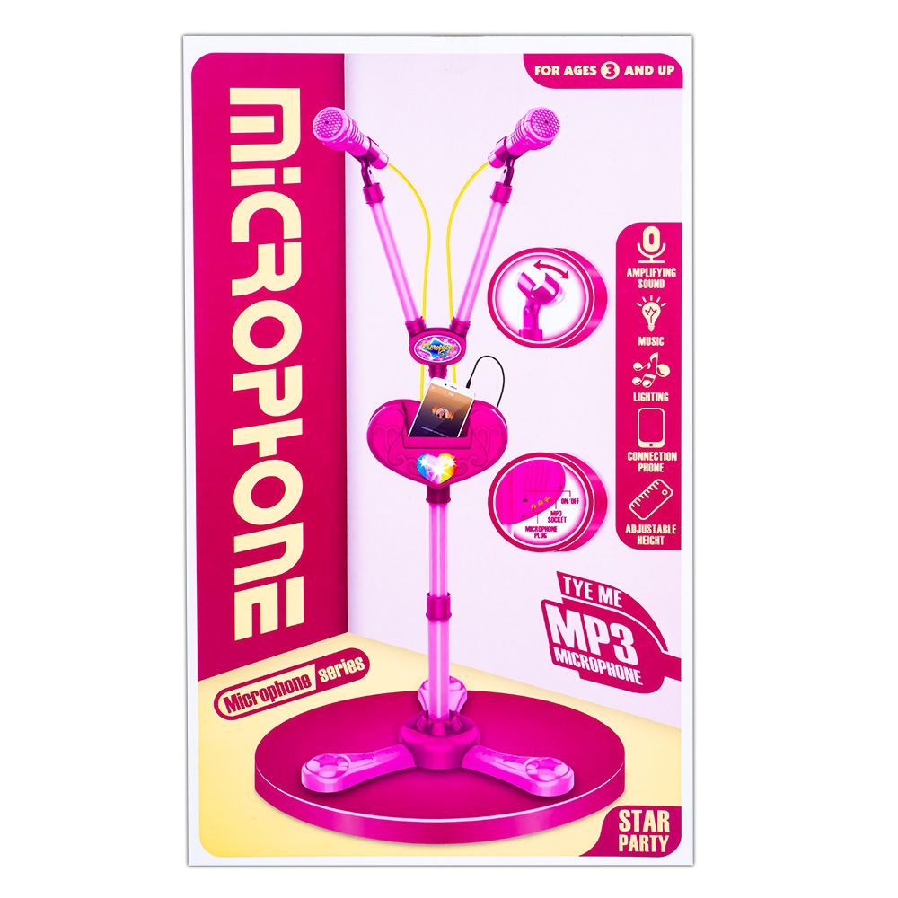 Microfon dublu cu baterii si suport, pentru fete - imagine 3