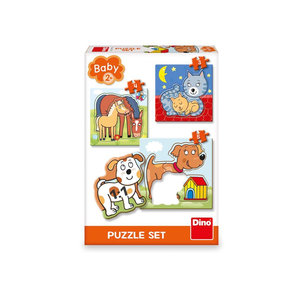 Puzzle 3 in 1, Animalele si puii lor - DINO TOYS - imagine 2