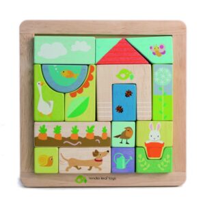 Puzzle educativ ilustratii din gradina, din lemn, 17 piese