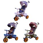 Tricicleta cu pedale, maner si parasolar