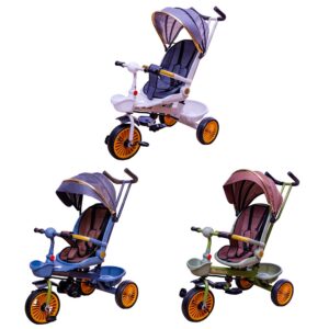 Tricicleta cu pedale, maner si parasolar