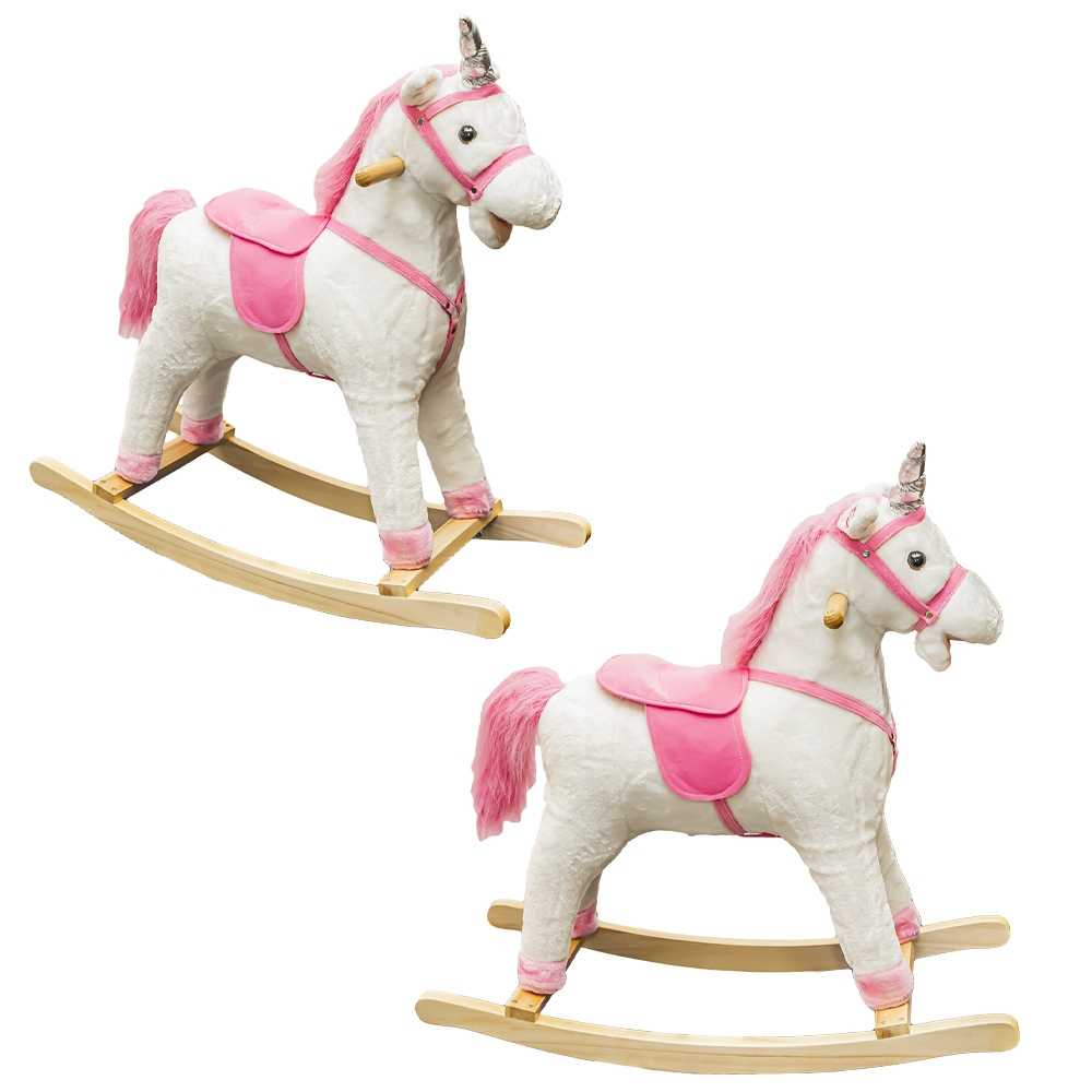 Unicorn balansoar, lemn + plus, roz, 78x28x68 cm - imagine 3