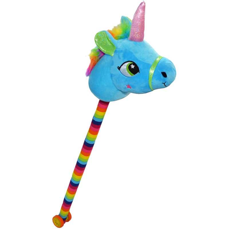 Unicorn de calarit, cu tija + rotile, cu sunet, mov/albastru/roz/galben, 80 cm - imagine 3